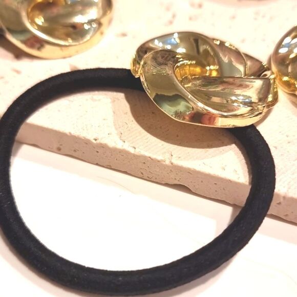 New ZARA 4pc Gold Ponytail Hair Rings - Picture 7 of 10